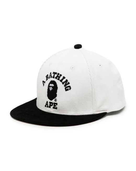 A Bathing Ape White Logo-embroidered Flat-peak Cap for men