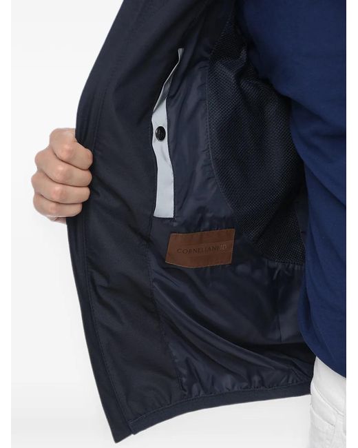 Corneliani Blue Zip-Up Hooded Jacket for men
