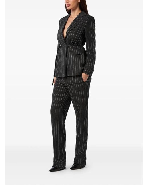 Philipp Plein Black Pinstriped Blazer