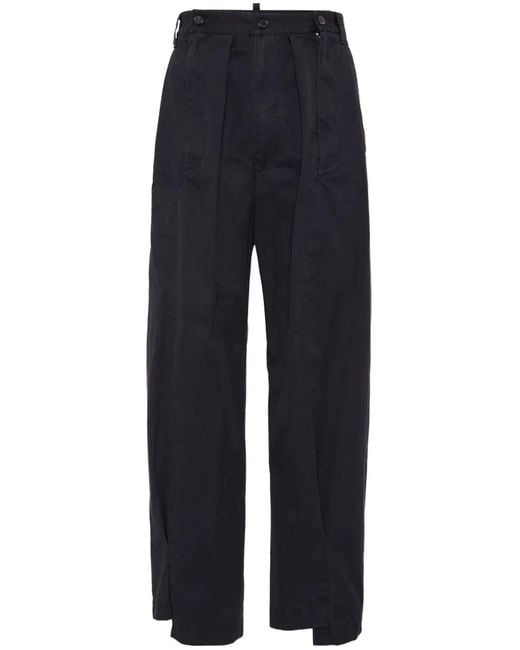 DSquared² Blue Cotton Straight-Leg Trousers for men