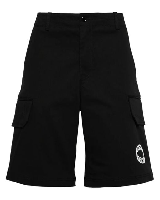 Moschino Black Logo-Print Cargo Shorts for men