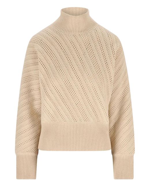 Fendi Natural High-Neck Honeycomb-Knit Turtleneck