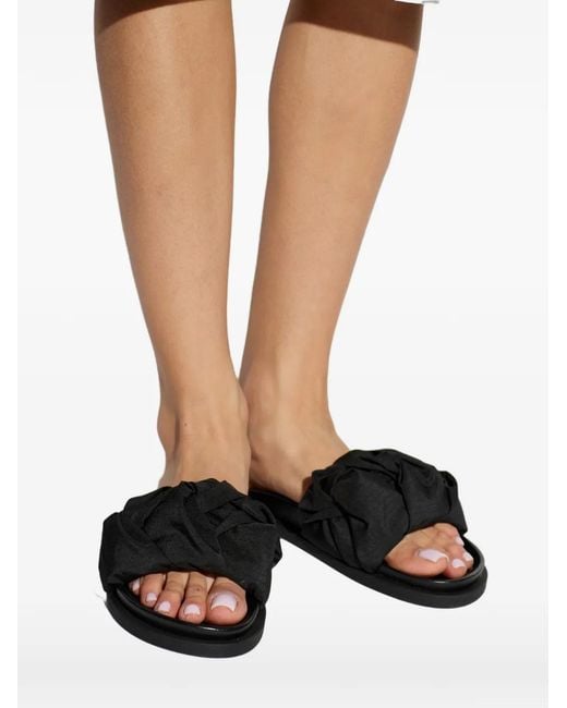 Inuikii Black Knotted-Upper Flat Sandals