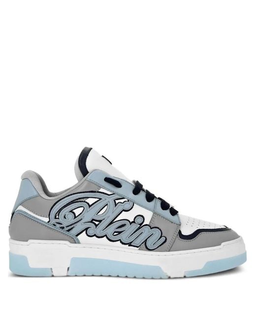 Philipp Plein Blue Logo-Patch Low-Top Sneakers