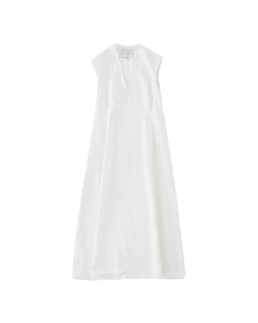 Studio Nicholson White Beck V-Neck Pocket Dress
