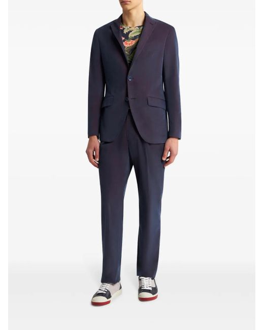 Etro Blue Single-Breasted Velvet Blazer for men