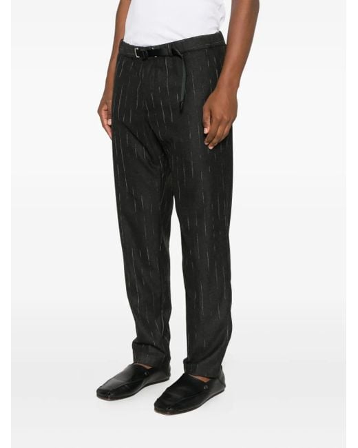 White Sand Black Greg Pinstripe-Pattern Drawstring Trousers for men