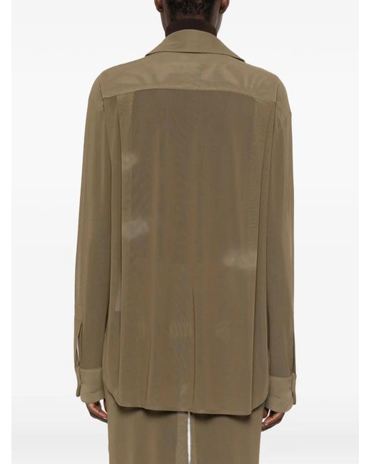 Frankie Shop Green Peri Sheer Long-Sleeve Shirt