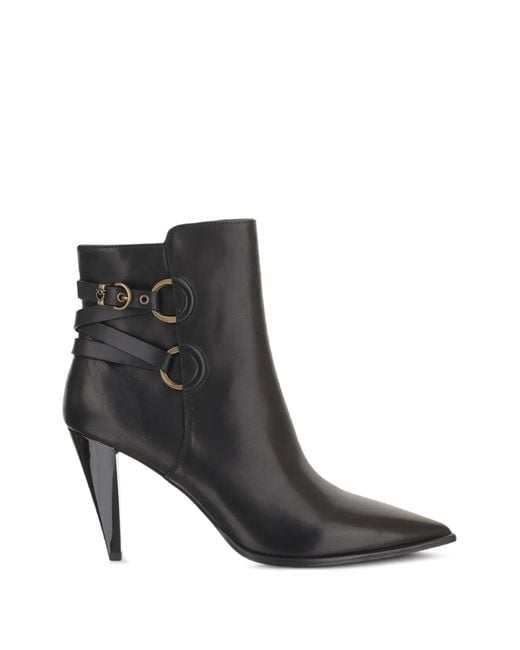 Pinko Black Buckle-Fastening Pointed-Toe Ankle Boots