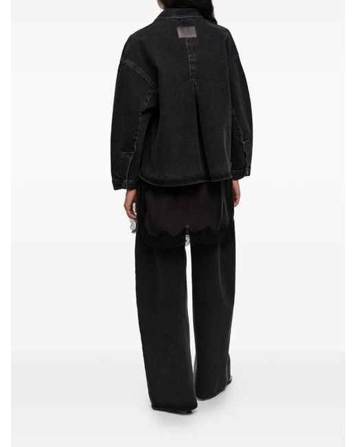 Bimba Y Lola Black Patch-Pocket Cotton Jacket