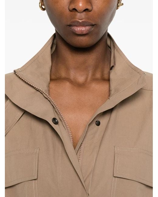 Brunello Cucinelli Natural Flap-Pocket Maxi Dress