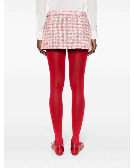 Miu Miu Red Belted A-line Tweed Miniskirt
