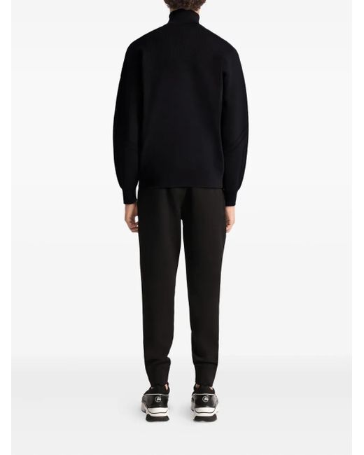 Fusalp Black Intarsia-Panel Ribbed Bomber Jacket for men