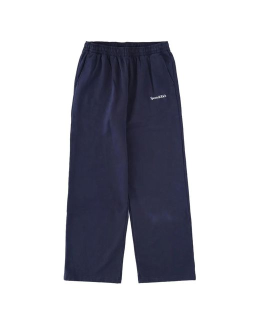 Sporty & Rich Blue Logo Track Pants