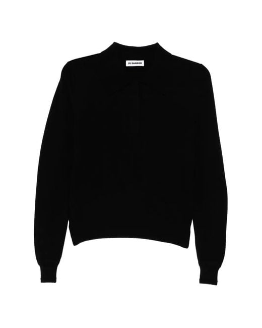 Jil Sander Black Lightweight Wool Polo