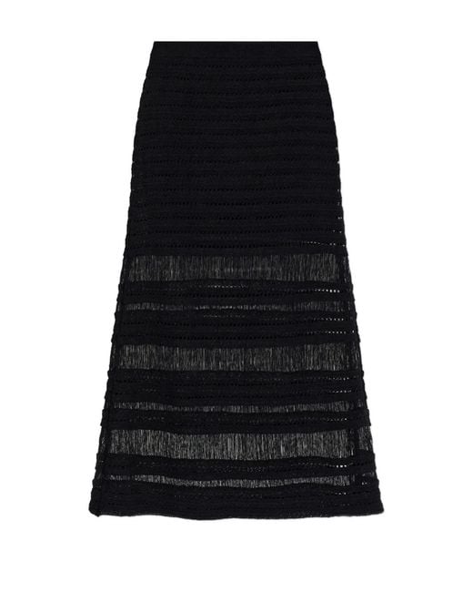 Rag & Bone Black Crochet-Knit Fringed Skirt