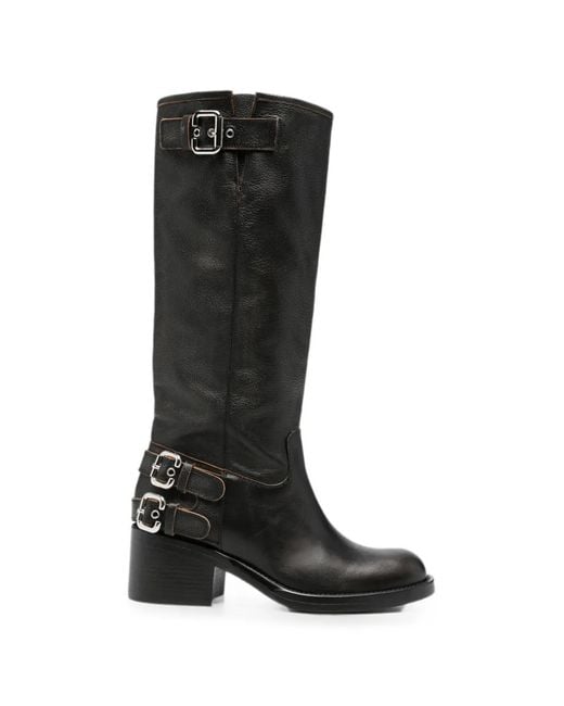 Chloé Black Dakota Buckle-Strap Boots