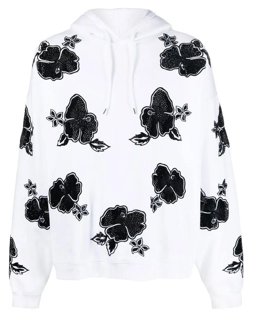 DSquared² White Floral-Print Hoodie for men