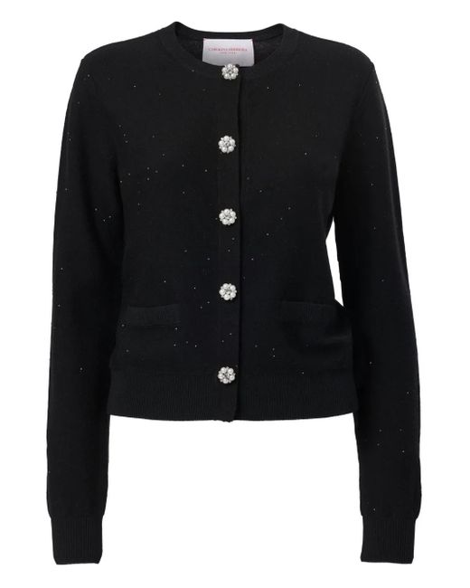 Cardigan À Boutons Ornés De Perles Carolina Herrera en coloris Black