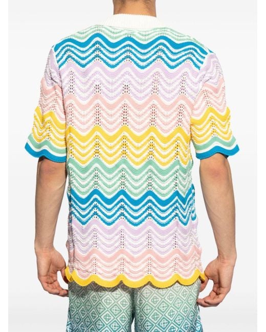 Casablancabrand Blue Wave Crochet Shirt for men