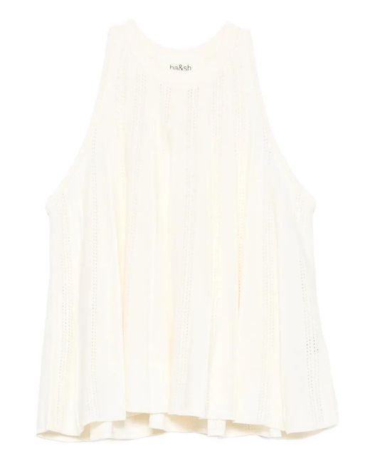 Ba&sh White Serres Pleated Halterneck Top