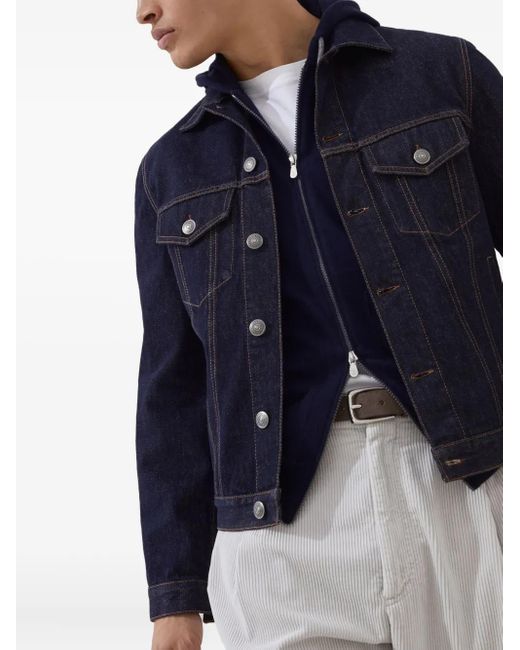 メンズ Brunello Cucinelli ジップアップ カシミアパーカー Blue