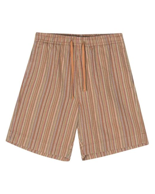 YMC Brown Jay Striped Shorts for men