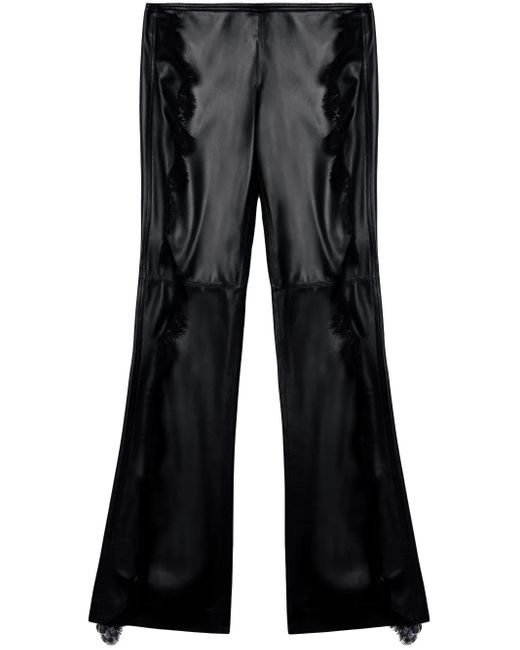 Off-White c/o Virgil Abloh Blue Lace-Trim Leather Trousers