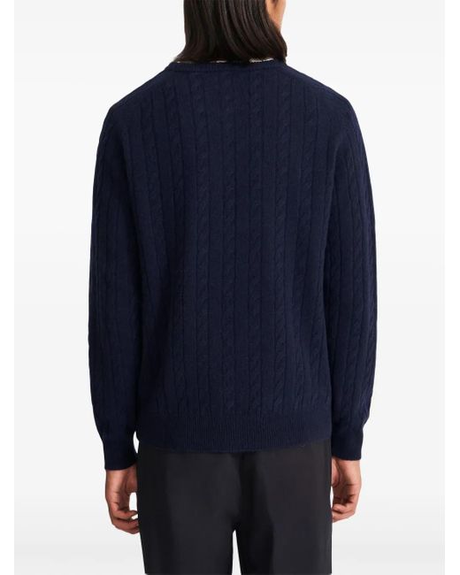 Pringle of Scotland Blue Cable-Knit Lambs Wool Jumper for men