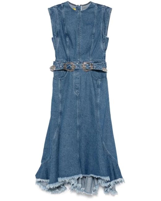 Marques'Almeida Indigo Blue Franed Ruffle Kleid