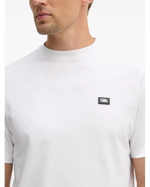 Karl Lagerfeld White Logo-Patch T-Shirt for men