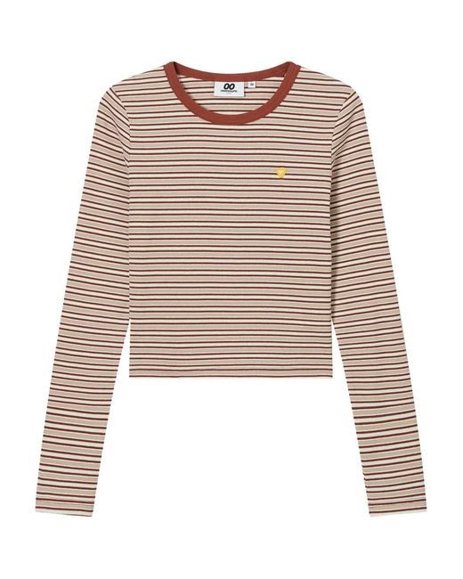 Chocoolate Natural T-Shirt Rayé À Manches Longues