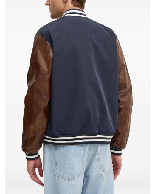 Guess Blue Twill Patch Bomber Jacket for men