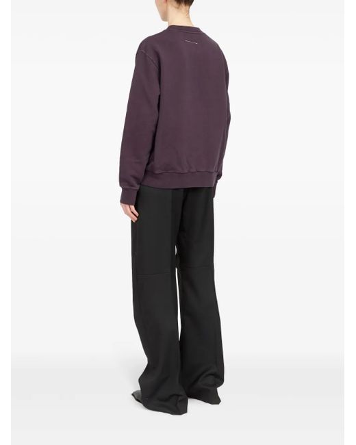 MM6 by Maison Margiela Purple Numbers-Print Cotton Sweatshirt