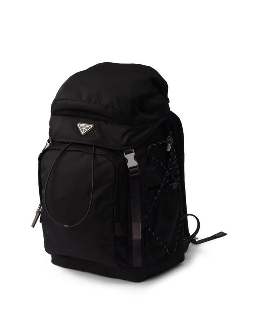 Prada Black Speedrock Re-Nylon And Leather Backpack for men