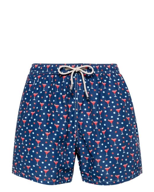 Mc2 Saint Barth Blue Daiquiri Strawberry-print Swim Shorts for men