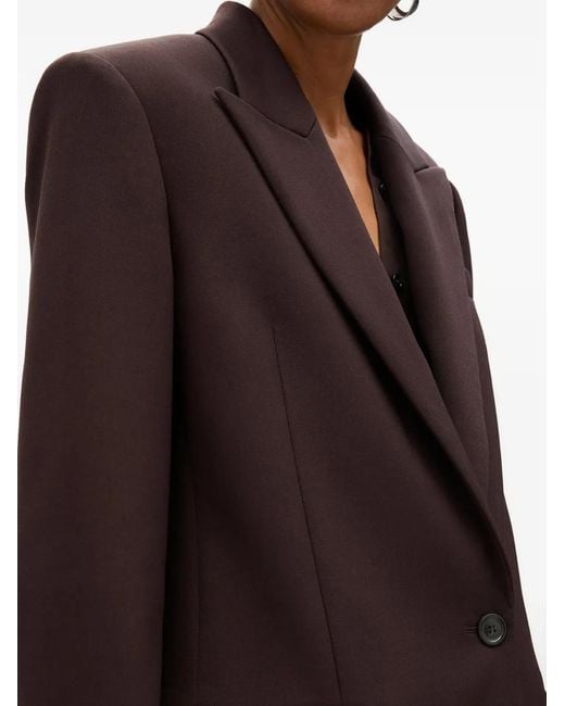 Another Tomorrow Brown Wool Tailored Oversized Peak-Lapel Jacket