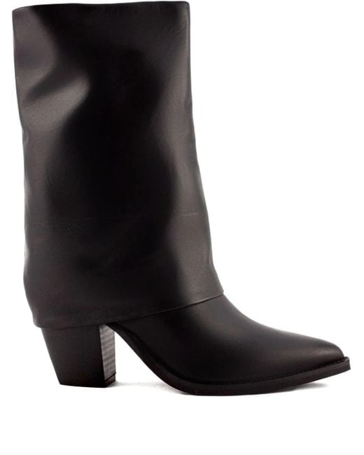 Julie Dee Black Spitze Stiefel Mit Umschlag 80Mm