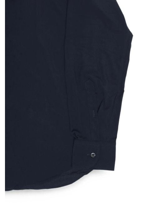 Corneliani Blue Wrinkle-Free French-Collar Shirt for men
