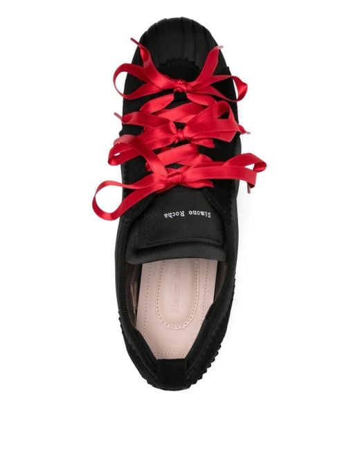 Simone Rocha Red Ballerina Grip Satin Ribbon Sneakers