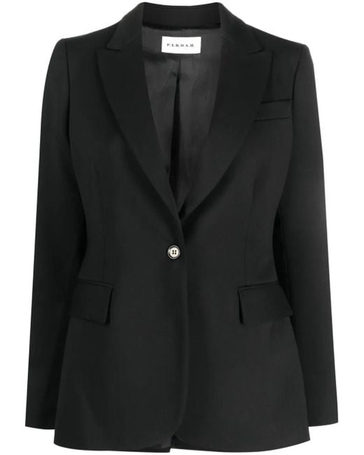 P.A.R.O.S.H. Black Single-Breasted Virgin Wool Blazer