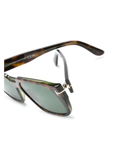 Tom Ford Green Tortoiseshell-Effect Square-Frame Sunglasses