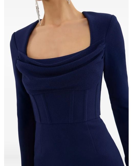 Rebecca Vallance Blue Nemy Long-Sleeve Corset Dress