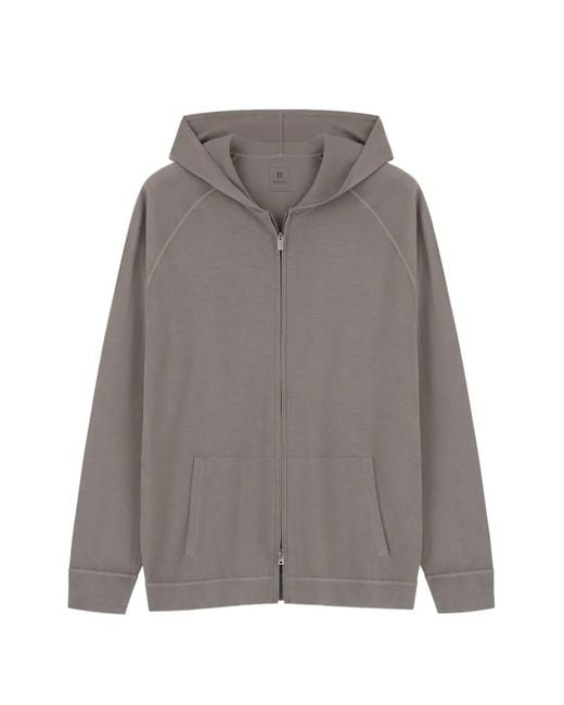 Boggi Gray Knitted Sweatshirt Full-Zip Hoodie for men