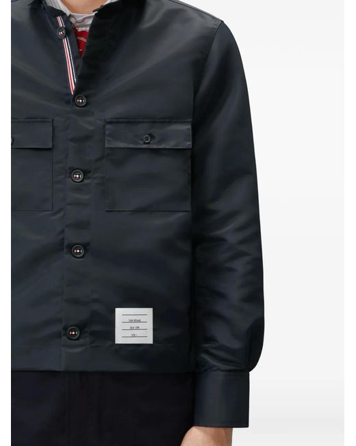 Thom Browne Blue Twill Pocket-Detail Overshirt for men