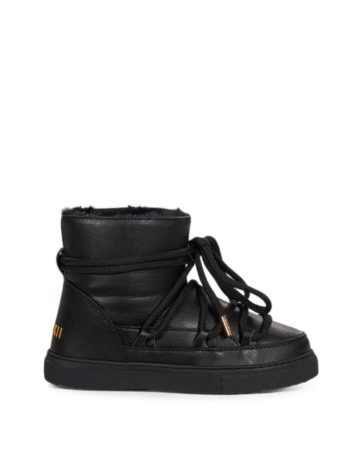 Inuikii Black Grape Lace-Up Shearling-Lined Boots