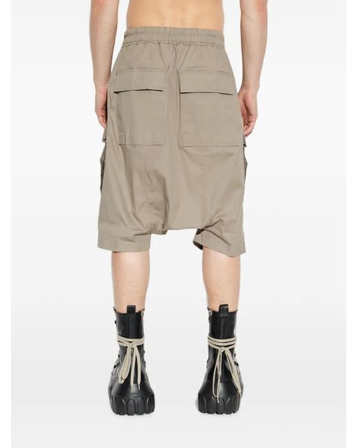 Rick Owens Natural Cargo Drop-Crotch Shorts for men
