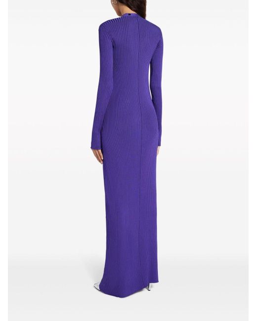The Attico Purple Ribbed-knit Cardigan Dress
