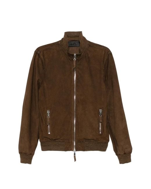 The Jack Leathers Brown Zip-Up Suede Jacket for men