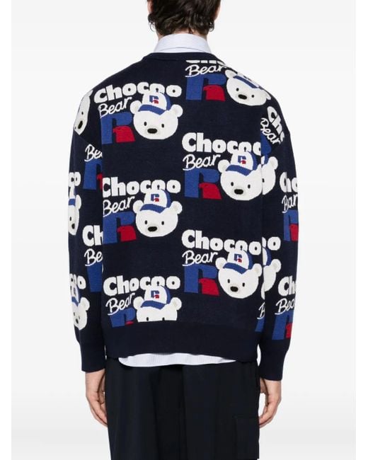 Chocoolate Blue X Russell Athletic Bear-Print Jumper for men